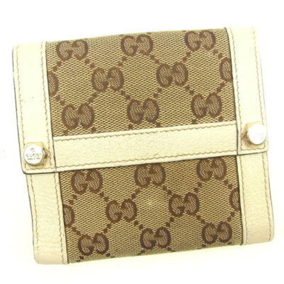 Gucci bifold Wallet GG canvas beige brown white leather - Picture 1 of 6